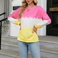 thumbnail image 6 of gbyLJF Women's Oversized Crew Neck Tie Dye Sweatshirts with No Hood Plus Size Casual Color Block Pullover Tops Pink XXL, 6 of 7
