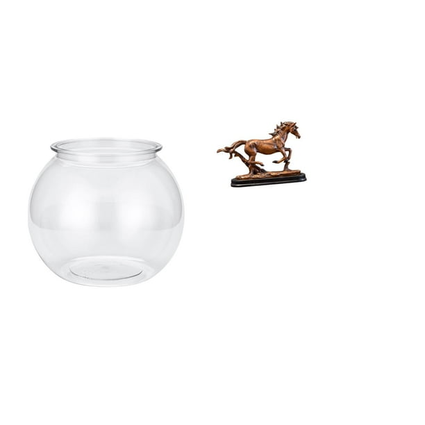 Acuario de escritorio,Pecera pequeña transparente,pecera,jarrón,mesa,Tanque de peces Contenedor de acuario transparente Hogar,Figura de caballo,Escultura de figura de caballo en miniatura