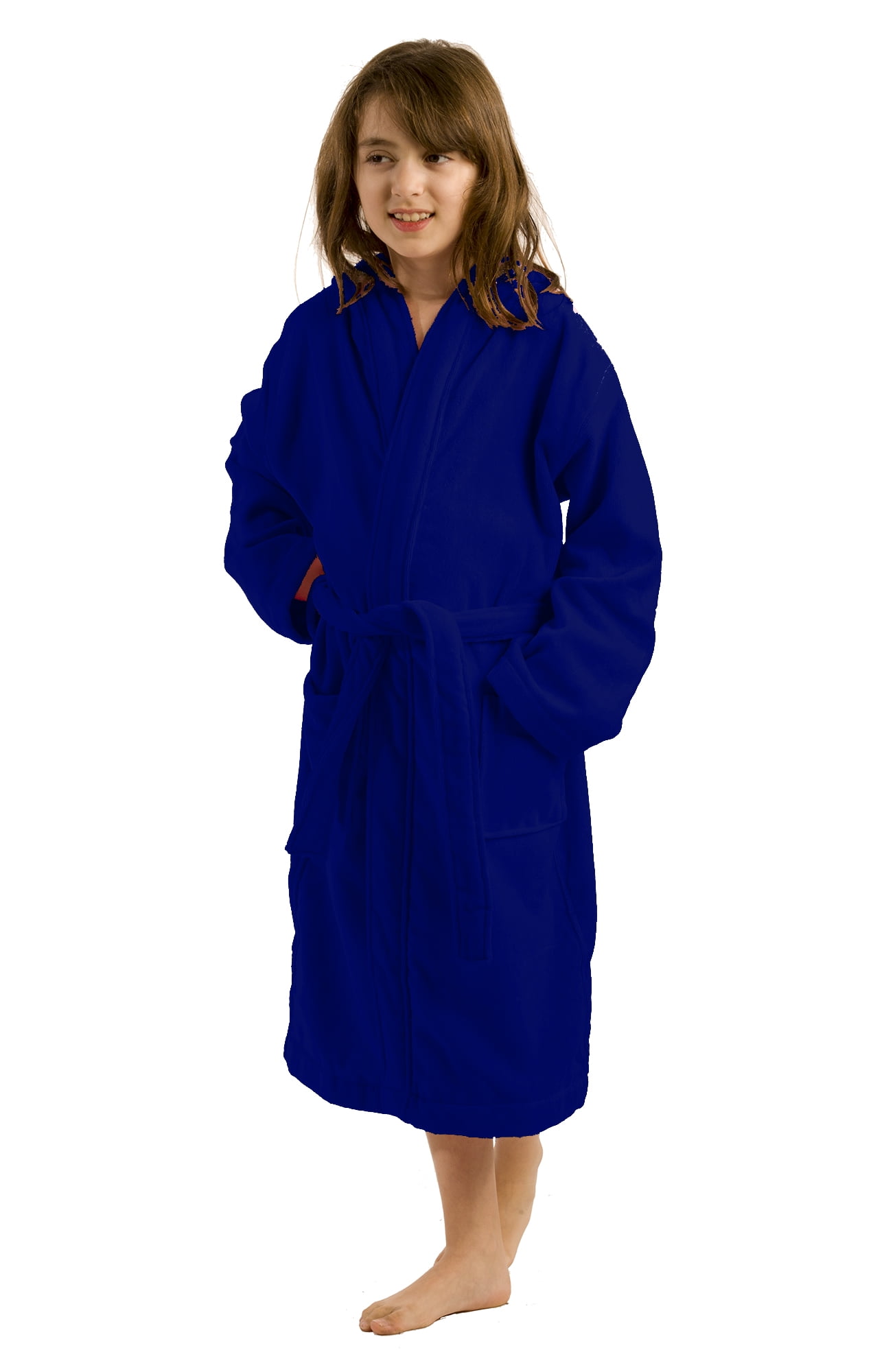 Terry Cotton kids Hooded spa robes for boys navy, Small