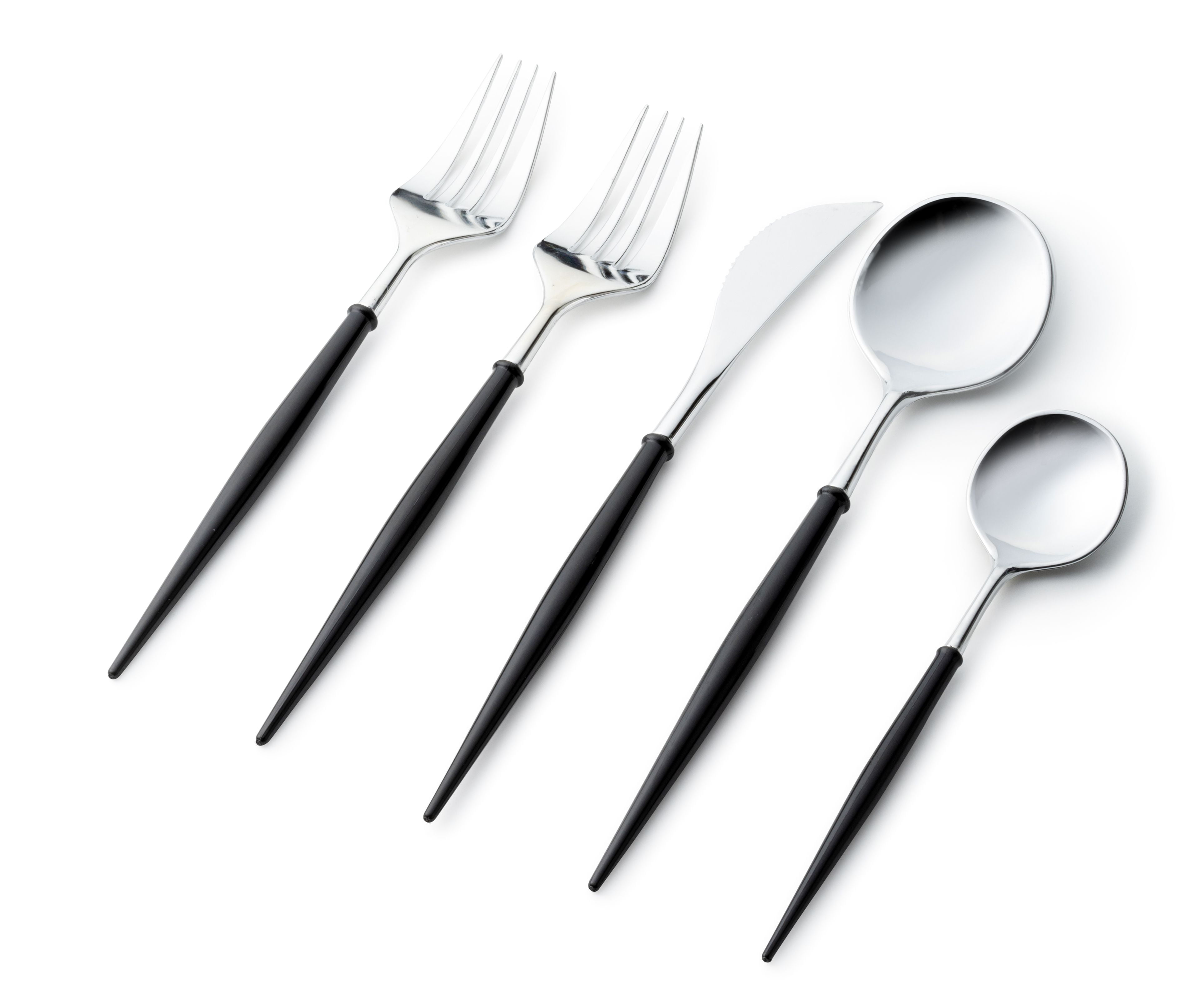 Weddings Knives- Fancy Flatware Utensil Set for Dinner Salad Modern Plastic Cutlery Set-40 Set- Disposable Forks Catering Reusable- For Parties Spoons Tea- Heavy Duty Handle Soup