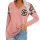 thumbnail image 1 of Camiseta informal con cuello en V y manga larga con estampado de leopardo para mujer Fridja  hj4062, 1 of 7