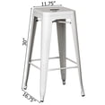 thumbnail image 4 of Basicwise 4-pcs 30-inch Backless Metal Bar Stool Stackable Heavy-Duty Counter-Height Chair for Home Bars Patios Kitchen Islands Cafes Restaurants Bistros and Dining Areas for Indoor & Outdoor, White, 4 of 6