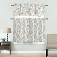 thumbnail image 5 of 3 Piece Kitchen Curtains Tiers and Valances Set, Spring Flower Print Leaves Minimalist Art Short Rod Pocket Window Curtain for Bedroom, Bathroom, 5 of 6