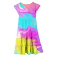 thumbnail image 6 of GBSYEWXS Girls Dress A-Line Flutter Sleeve Patchwork Print Soft Sky Blue Girl Dresses Size 6-7 Years, 6 of 7