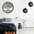 thumbnail image 5 of LuxenHome Gray Metal Tree of Life with Roots Wall Decor with Round Wood Frame, 5 of 9