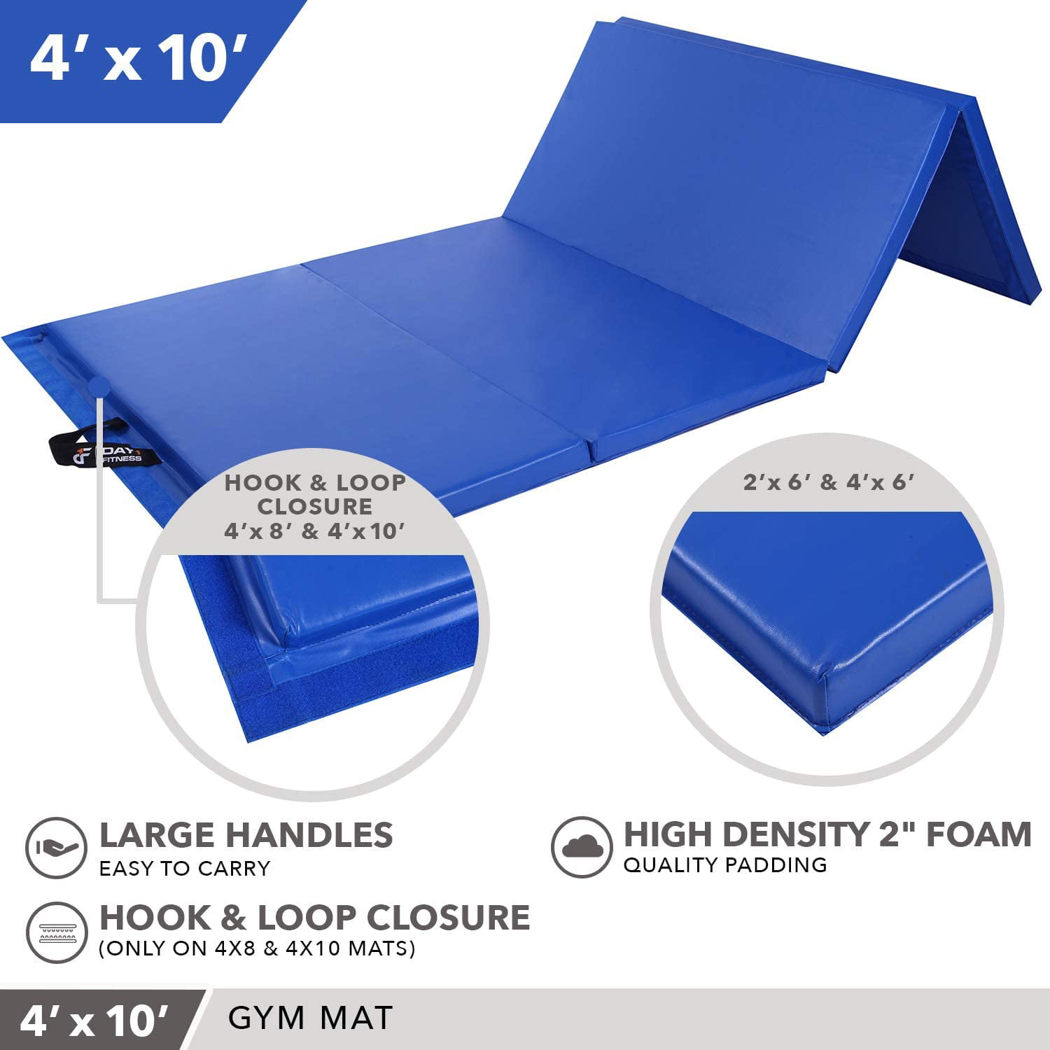 Foldable 4 Sizes in 3 Colors Available Workout Equipment Tumbling Mats for Home Routines High-Density Foam Yoga Aerobics Gymnastics Exercise Folding Gymnastics Gym Mat by Day 1 Fitness