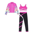 thumbnail image 3 of inhzoy Kids Girls Figure Ice Skating Outfits Long Sleeve Sweatshirt Jacket Crop Top with Practice Leggings Set Hot Pink 14, 3 of 5