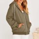 thumbnail image 4 of ICHUANYI Clearance Women's Fashion Casual Color Zip Hood Long Sleeve Pocket Jacket Blouse(Army Green, L) ICHUANYI WER2023080808658, 4 of 8