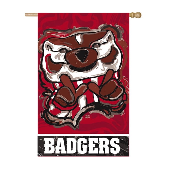 Evergreen Flag, Wisconsin Mascot, Suede REG Justin Patten, 43'' x 0.3'' inches