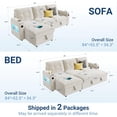 thumbnail image 2 of 84 in Sleeper Sofa Couch, L-Shaped Sofa, Convertible Pull Out Sofa Bed with Storage, Charging Station, Led Lights, Modern Sectional Sofa for Living Room, Apartment, Beige Chenille, 2 of 8