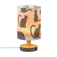 thumbnail image 2 of Cat Silhouettes Table Lamp USB Bedside Desk Nightstand Lamp Printed Gifts Small Lamp Wood Base for Bedroom Living Room Kids Room College Dorm, 2 of 7