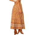 thumbnail image 3 of INSPIRE CHIC Women's Boho Floral Skirt Tassels Elastic Waist Flowy Maxi Skirts S Orange, 3 of 4