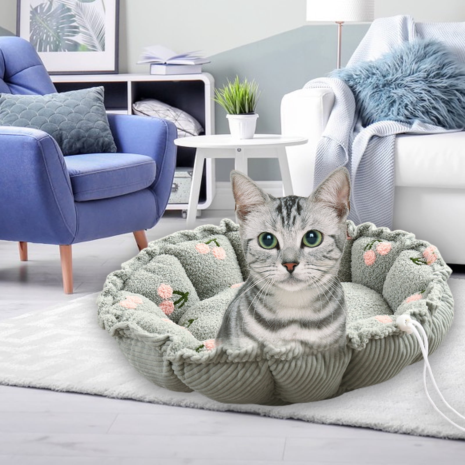Cheers US Soft Plush Small Cute and Cozy Pastel Flower Dog Cat Bed, Washer and Dryer Friendly