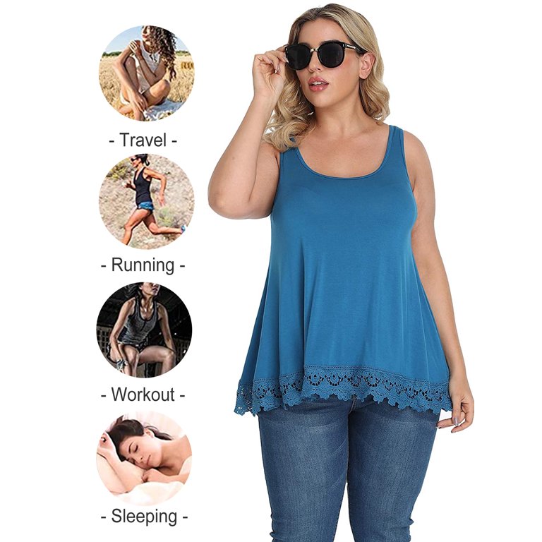 Anyfit Wear Camisoles for Women with Built in Bra Flowy Lace Tank