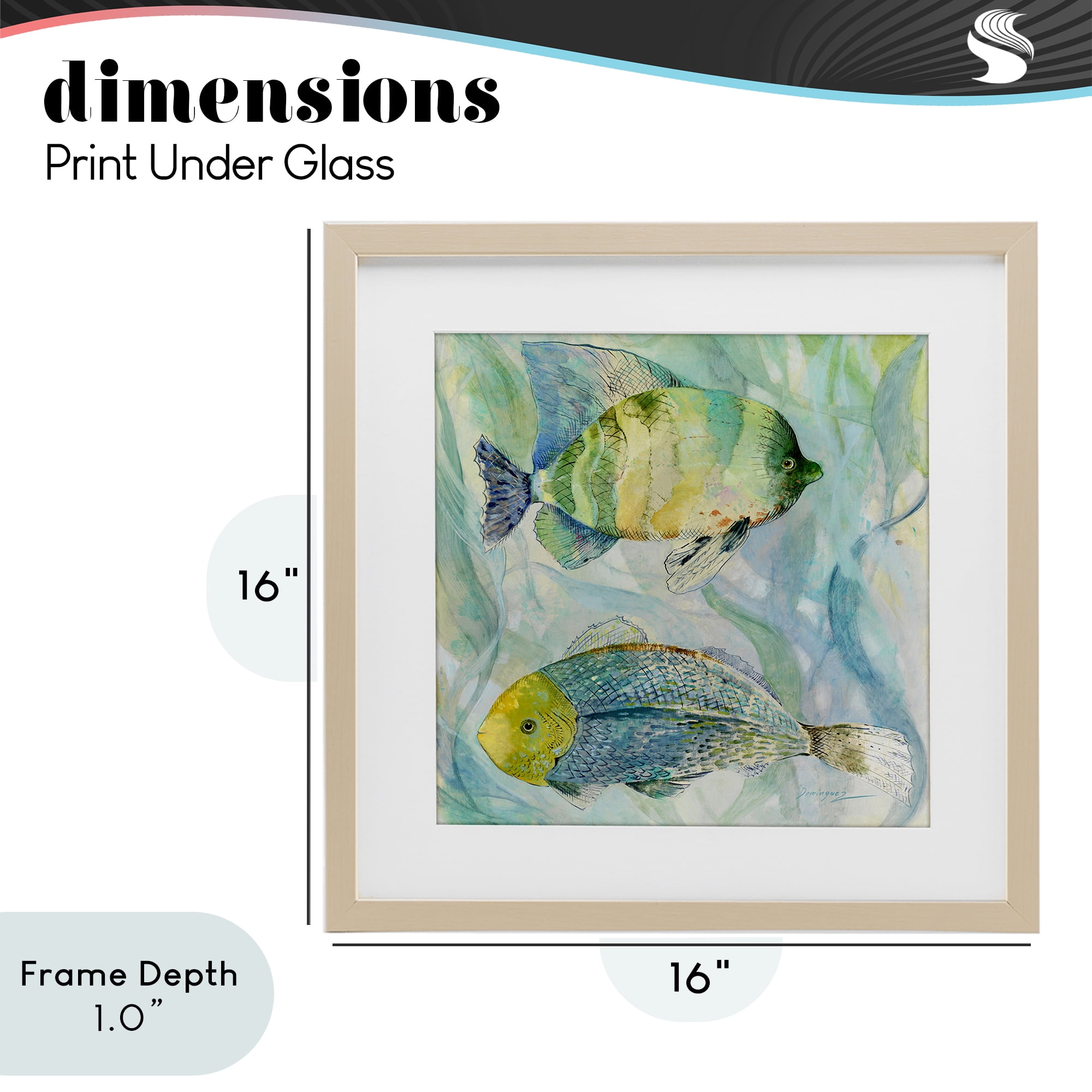 Stupell Industries Sweet Fish Duo Blue Green Birch Framed Print Under Glass, design by Lorenzo Collective