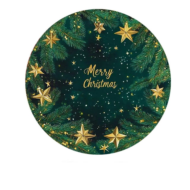 SDNall Placemats for Round Table, Christmas Placemats Round, Christmas Table Placemats, Christmas Gold Star Placemat Restaurant Non-S Lip Placemat Round Placemat Table Decoration