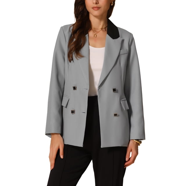 Chaqueta de manga larga de una botonera con solapa para mujer INSPIRE CHIC en gris