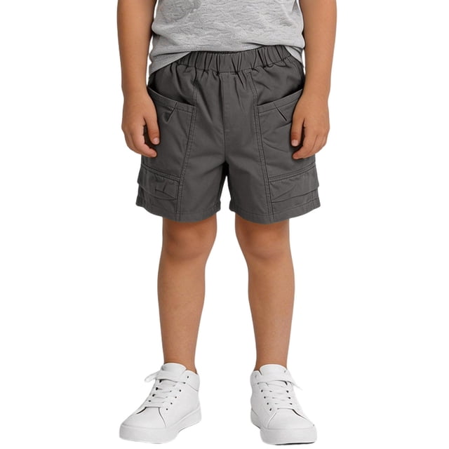 Zpanxa Girls Cargo Shorts Nylon Spandex Solid Color Workwear Style with Pockets Lightweight Loose Fit 2 Years