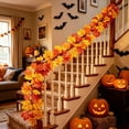 thumbnail image 4 of Artificial Maple Leaf Garland Fake Fall Hanging Decor 7ft Thanksgiving Halloween Home Wall Fireplace Door Indoor Outdoor Wedding Party, 4 of 8