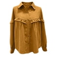 thumbnail image 6 of Women Button Down Dressy Shirts Collared Puff Long Sleeve Ruffle Tops Ladies Fall Elegant Casual Fashion Work Shirt S-XXL, 6 of 7
