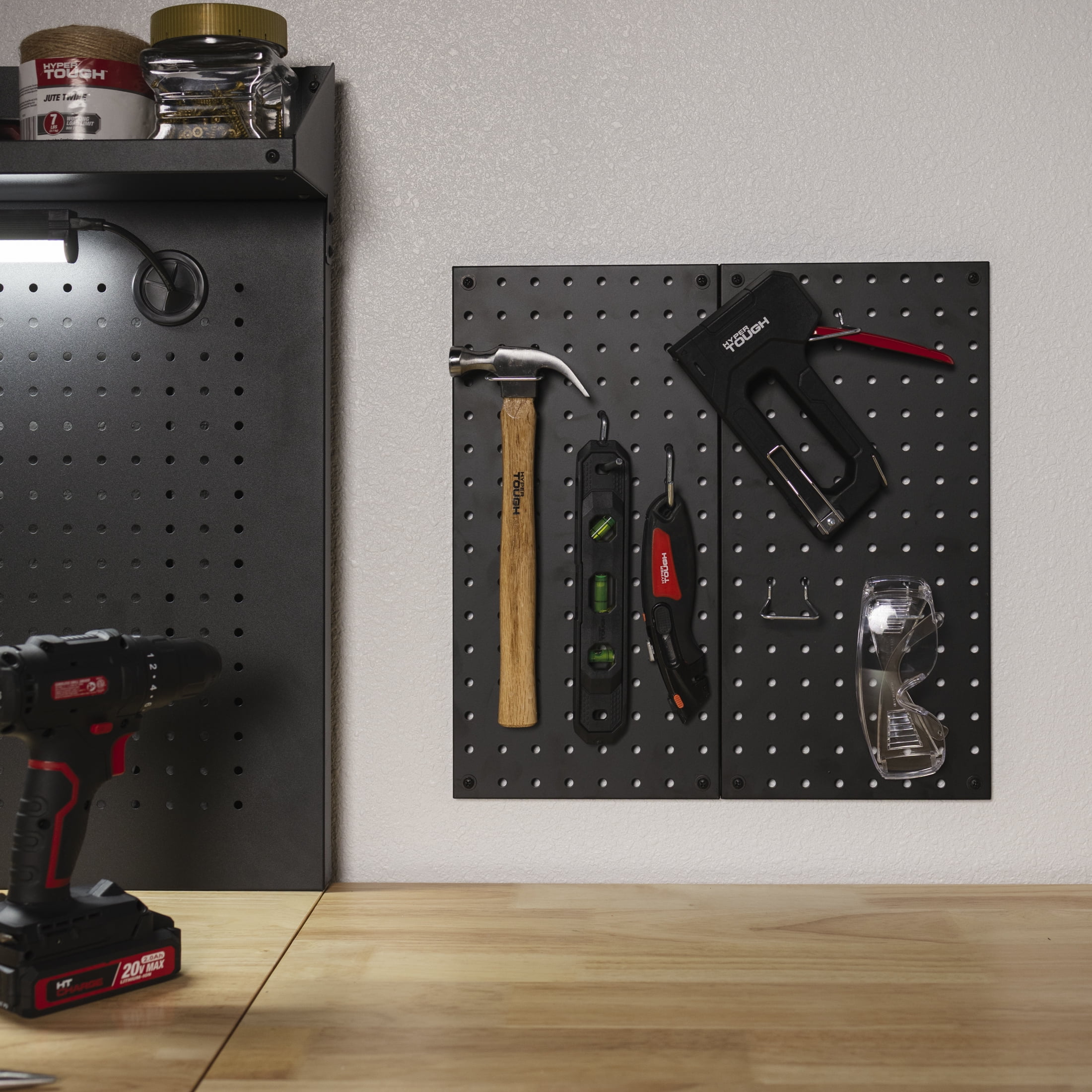 Hyper Tough 16-inch Pegboard Set, Wall Mounted Tool Organizer