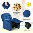 thumbnail image 6 of Infans Kids Youth Recliner Chair Velvet Fabric w/Cup Holder & Side Pocket Blue, 6 of 7