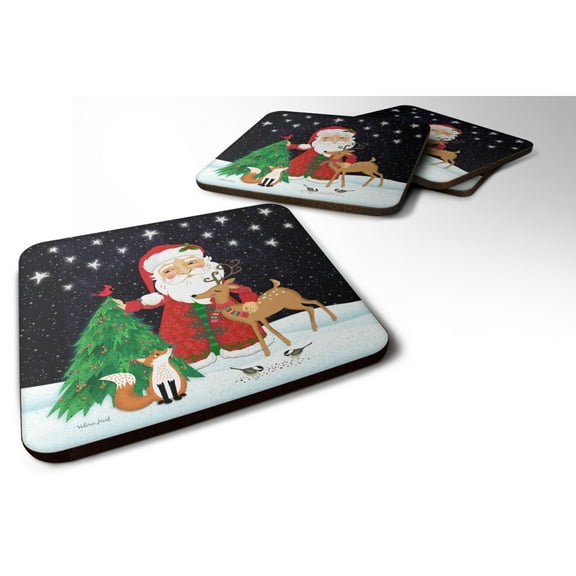 Caroline's Treasures Santa Claus Christmas Foam Coaster Set of 4