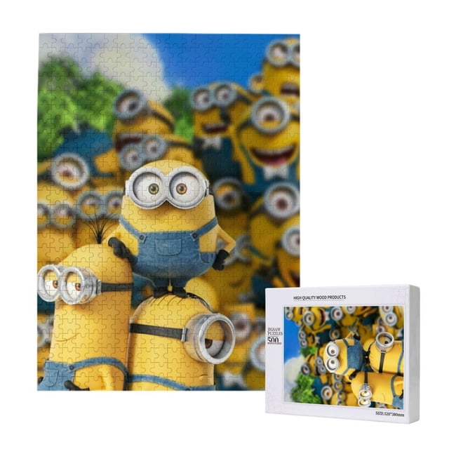 Rompecabezas de madera de 500 piezas de los Minions, adecuado para niños y adultos, rompecabezas para niños y niñas, juguetes de juego de entretenimiento con rompecabezas, talla única