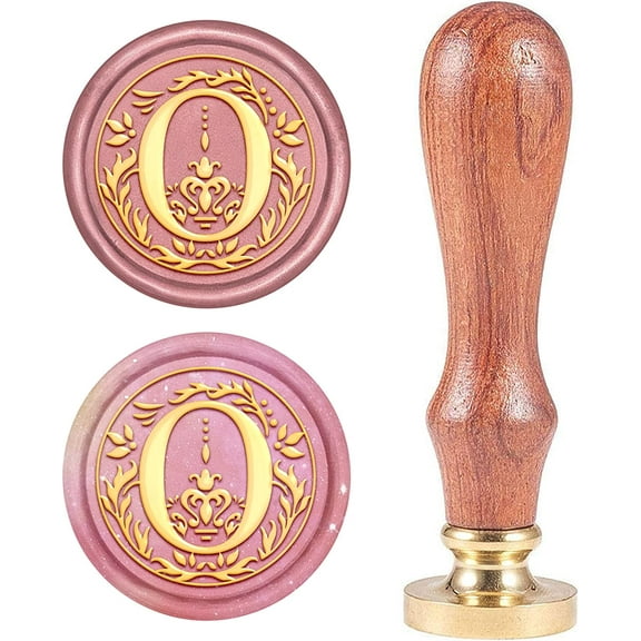Letter O Wax Seal Stamp Vintage Alphabet Initial Sealing Wax Stamps Retro 25mm Removable Brass Head with Wooden Handle for Wedding Invitations Party Envelope Thanksgiving Christmas Gold