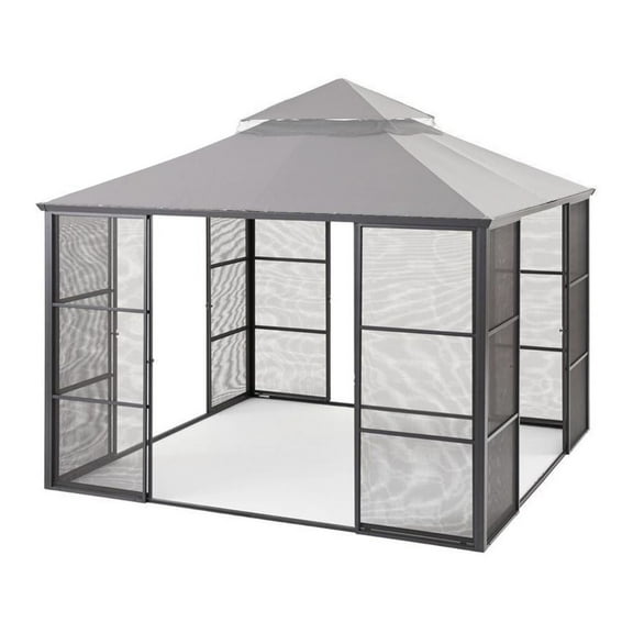 Garden Winds Replacement Canopy Top Cover for Aluminum Gazebo - Riplock 350 - Slate Gray