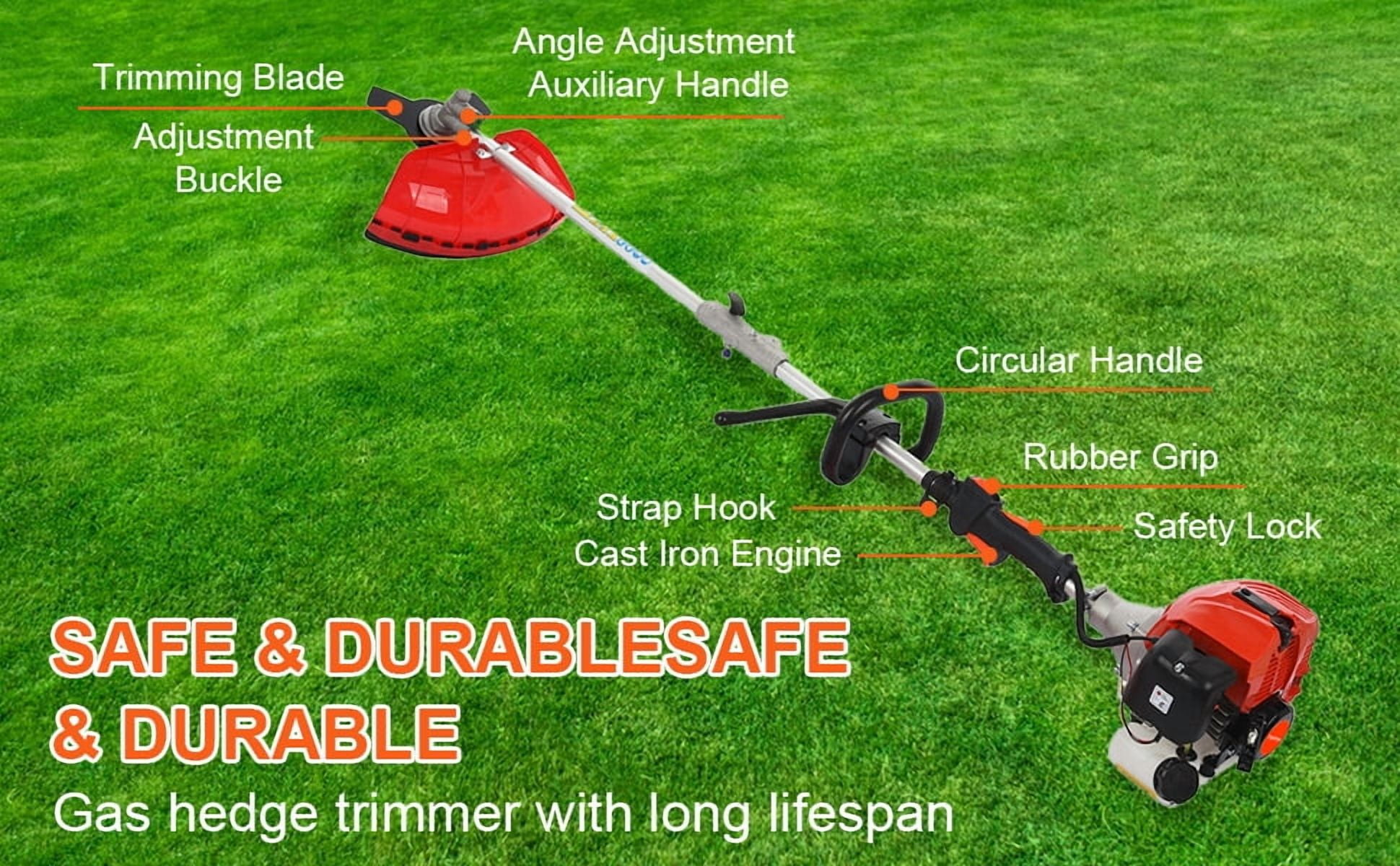 WETS 5 in 1 Multi Functional Trimming Tools, 52cc 2 Stroke Gas Hedge Trimmer, Weed Eater Gas String Trimmer, Brush Cutter, Edger, Pole Saw Chainsaw Pruner with Extension Pole, Cordless String Trimmer
