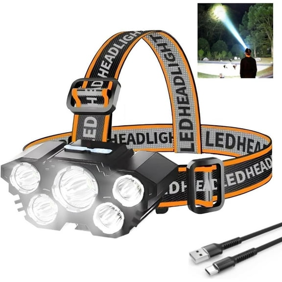 Led Head Lamp with 4 Modes, Waterproof Head Lights For Forehead, Hard Hat Light, Adjustable Head Flashlight For Adults, Bright Coast Headlamp for Outdoor Camping, Hiking, Running
