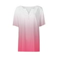 thumbnail image 4 of Blczomt Womens Casual Tops V Neck Short Sleeve Shirts Gradient Trendy Pink Summer Womens T Shirts, 4 of 5