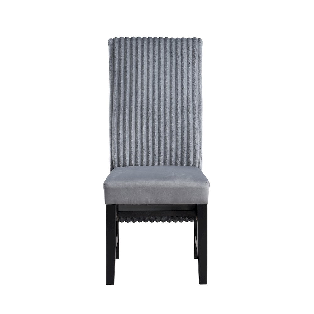ACME Kini Fabric Upholstered Side Chair in Gray & Black (Set of 2)