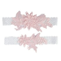 COSMOBETTY 2Pcs Elegant Design Lace Garters Bridal Garter Belts Pearl Inlaid for Women Wedding Ceremony