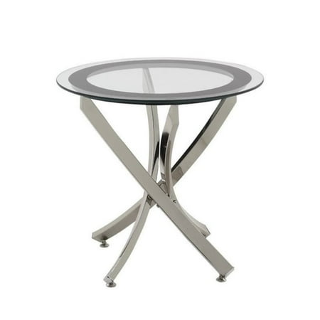 Bowery Hill Round Metal And Glass End Table In Chrome Com