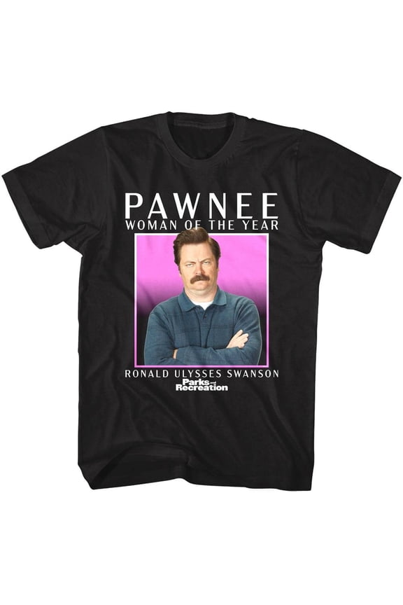 Parks and Recreation Woman of the Year Ron Men's T Shirt (Black, AdultXL)