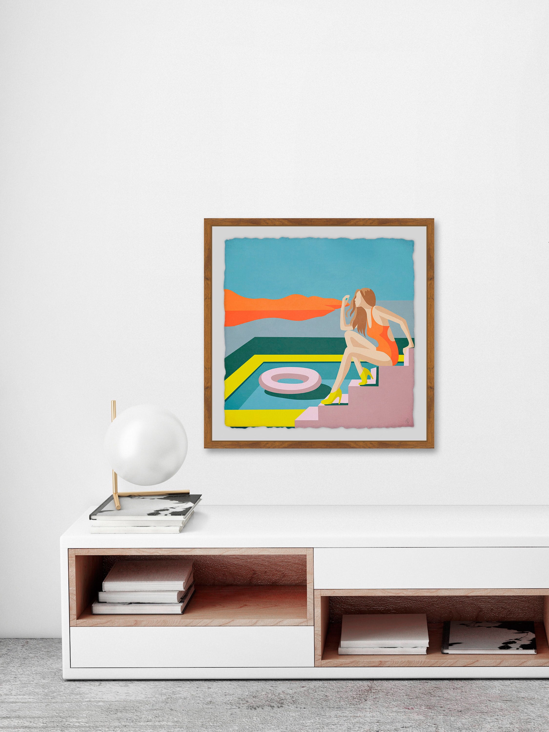 Waiting on the Steps Framed Painting Print