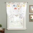 thumbnail image 2 of Spring Poppy Flowers Tie Up Curtain 45 Inches Long, Colorful Floral Farmhouse Watercolor Balloon Style Kitchen Window Curtain Over Sink, Small Window Rod Pocket Curtain 52"x45", 2 of 9