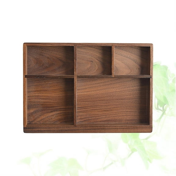 Yardwe Brown Black Walnut Cutlery Storage Box Drawer Tableware Organizer Tray for Kitchen