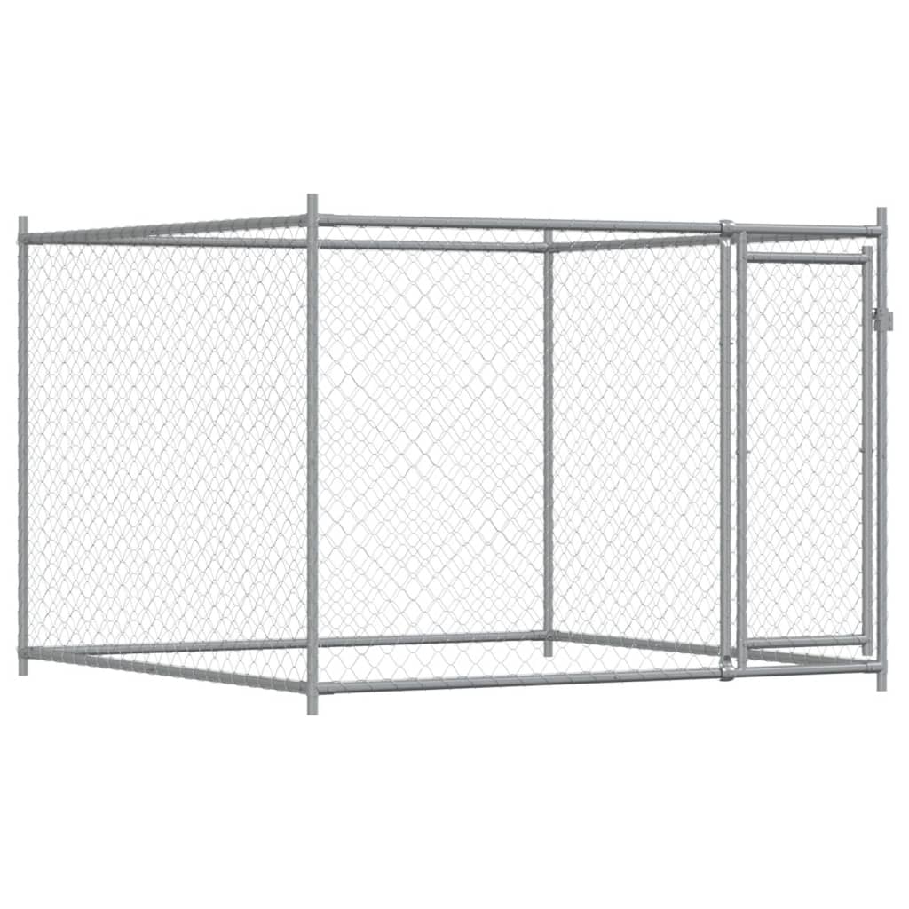 vidaXL Dog Cage Grey Galvanized steel Extra Large Doors Dog Cage