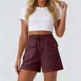 thumbnail image 4 of Mifsaly High Waisted Cargo Shorts Women with Flap Pockets Summer Casual Linen Shorts Comfortable Relaxed Fit Vacation Outdoor Outfits XXL, 4 of 6