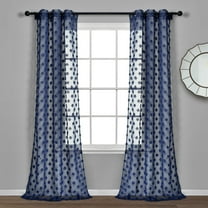 Lush Decor Textured Dot Sheer Navy Metal Grommets Pair Window Panel, 38" x 84"