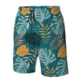 thumbnail image 5 of Kdxio Tropical Leaves Pattern Mens Casual Shorts - Drawstring Summer Beach Sports Shorts for Men, 5 of 9