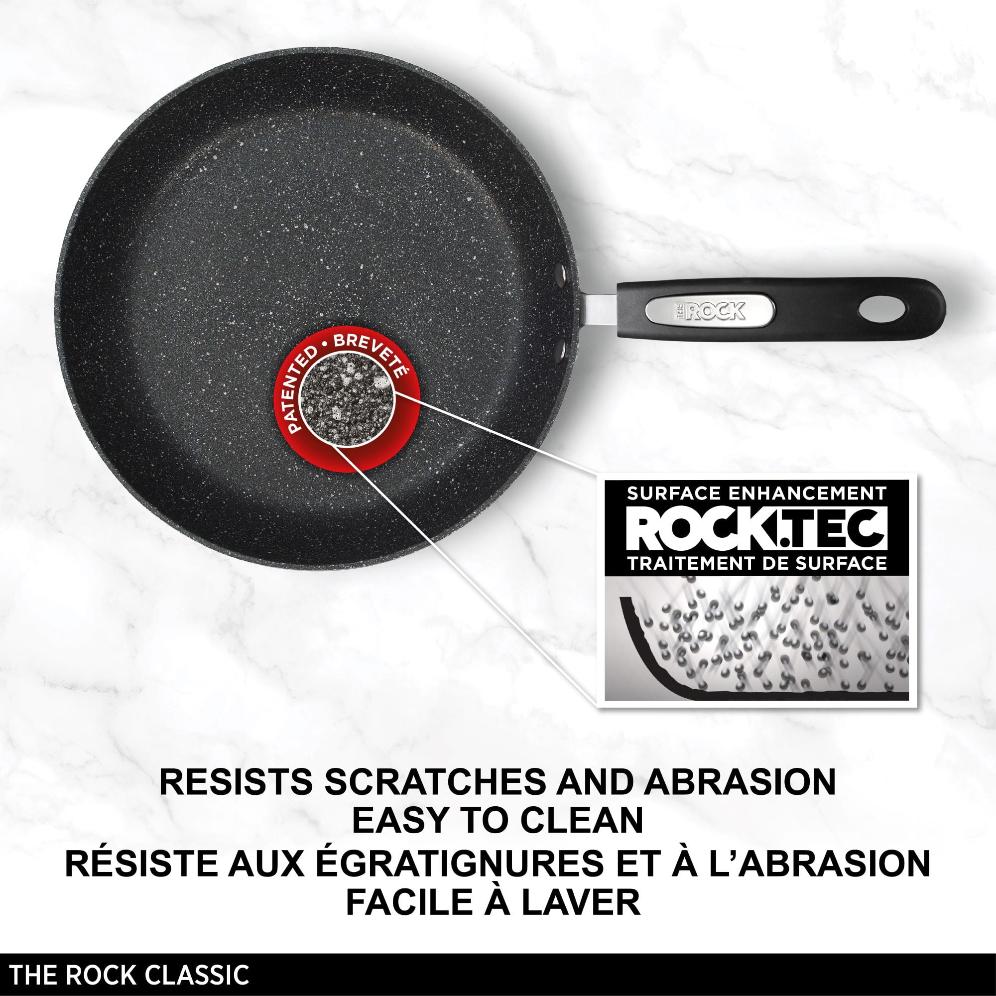 Starfrit The Rock 12" (30cm) Non-Stick Fry Pan - Durable Forged Aluminum - Oven Safe - PFOA Free - Easy to Clean - Black, Non-Stick Fry Pan