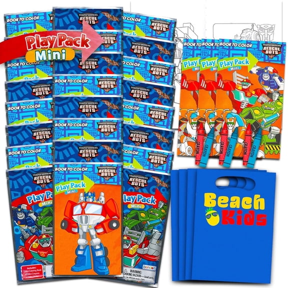 Rescue Bots Mini Party Favors Set for Kids - Bundle with 24 Mini Rescue Bots Grab n Go Play Packs with Coloring Pages, Stickers, More (Rescue Bots Birthday Party Supplies)