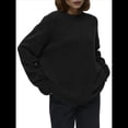 thumbnail image 2 of Suéter de Punto de Color Liso, Holgado, Cálido y para Mujer, para Otoño e Invierno Negro L, 2 of 9