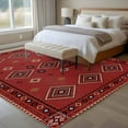 thumbnail image 4 of Large Area Rugs for Living Room Bedroom, Red Boho 8'x10' Rug Washable Carpet Runner Indoor Outdoor, Country Tribe Ethnic Geometric Stripes Art Non Slip Floor Mats Rug for Kitchen, Patio, 4 of 8