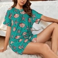 thumbnail image 4 of Honeii Starfish and Shell for Women's Summer Pajama Set featuring Soft Short Sleeve Shirt & Matching Bottoms with Convenient Pockets for Relaxed Home Wear-Small, 4 of 6