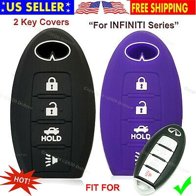 RUNZUIE Silicone Keyless Entry Remote Key Fob Cover Case Protector For Infiniti EX35 FX50 FX50 G35 G37 M45 QX56 M35 M56 QX60 QX80 M35h Blue 4 Buttons